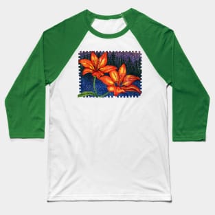 Prairie Lily Pointillism Baseball T-Shirt